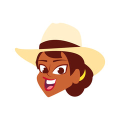 Isolated cumbia dancer face Colombian culture Vector illustration
