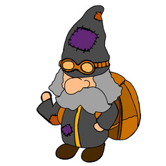 homeless gnome character illustration