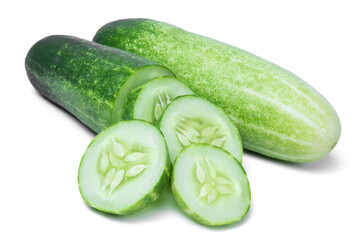 Cucumber isolated. Cucumber on white. Full depth of field. With clipping path