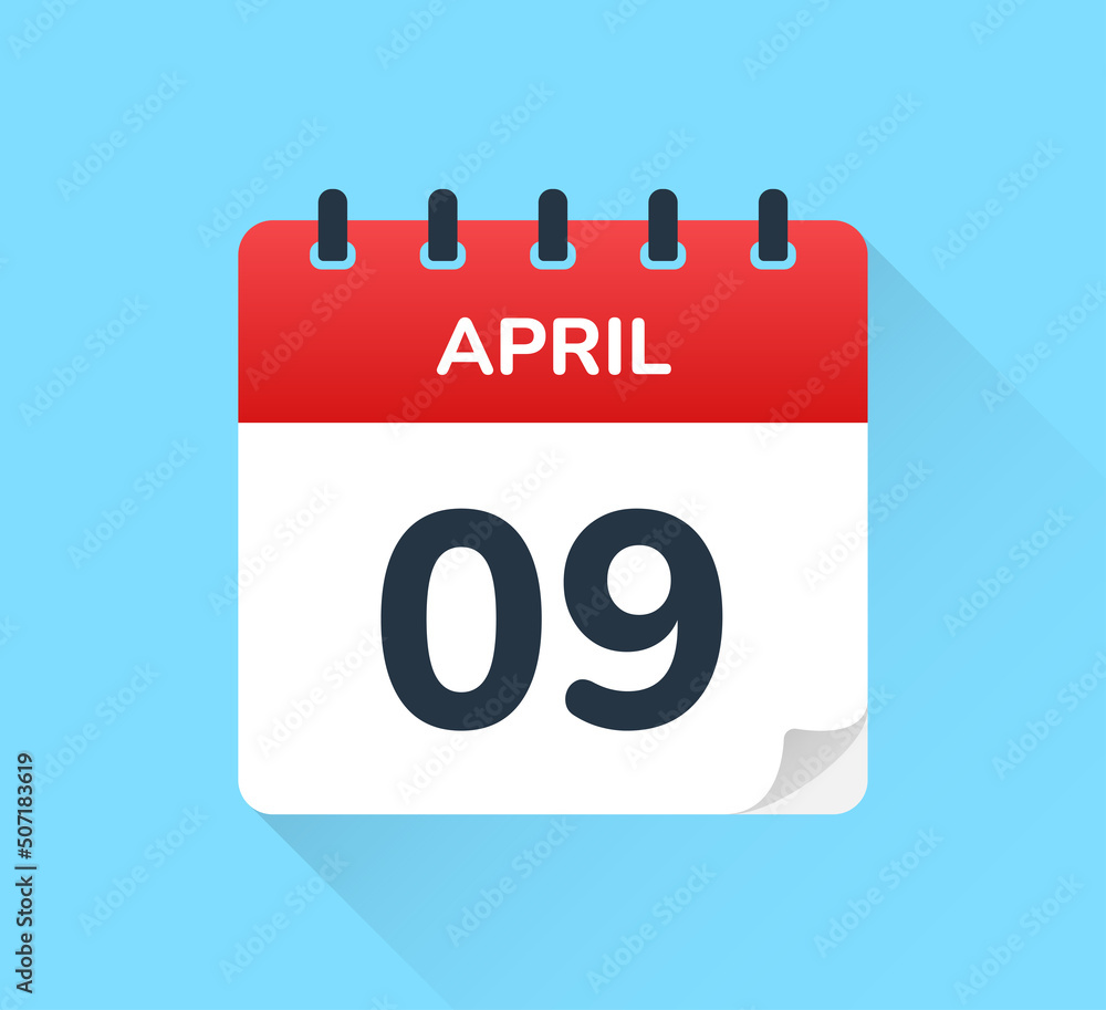 Poster april 9 date on calendar vector