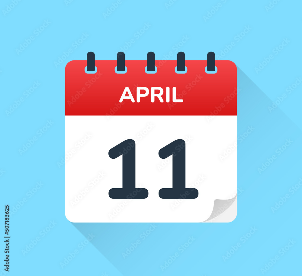 Poster april 11 on calendar - vector flat design of daily reminder icon. day of the year.