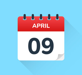 April 9 date on calendar vector