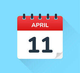 April 11 on calendar - Vector flat design of daily reminder icon. Day of the year.