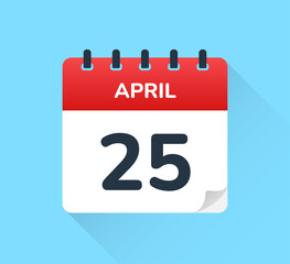 April 25 calendar date vector illustration