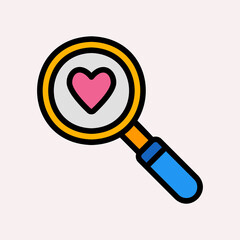 Love search icon in flat style, use for website mobile app presentation