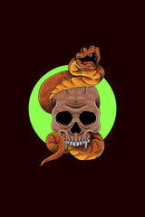 Snake with skull vector illustration
