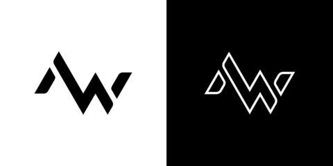 AW Letter Typhography Text  Monogram Logo Design Vector