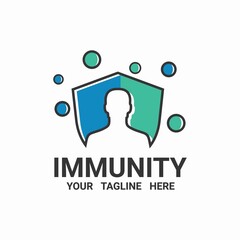 Immunity system logo template. Human immune system vector design. Virus and bacteria illustration.