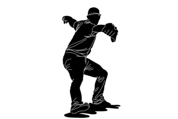 Fototapeta na wymiar baseball player (pitcher) silhouette