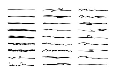 Vector set of hand drawn underline.