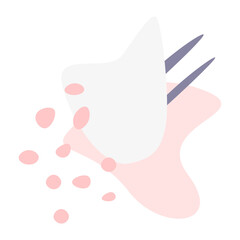 Modern flat icon template illustration in pink, soft blue, purple and dark gray or black with spots, shapes, lines and dots decoration for cards, banners, posters, stickers