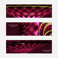 Set of luxury dark red, pink and gold banner design