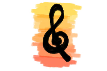 Obraz premium Musical Note Illustration with sunset theme