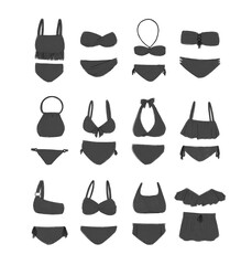 黒のビキニ水着のイラストセット