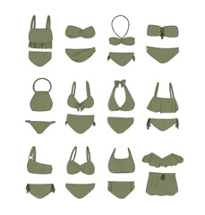 オリーブのビキニ水着のイラストセット