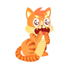 Isolated cute happy cat character Vector illustration
