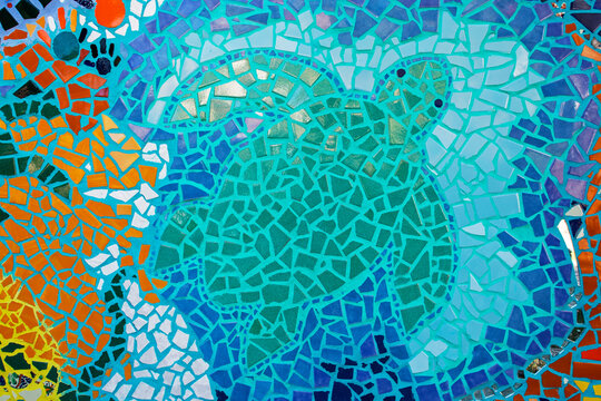 Tortoise shaped from ceramic fragments