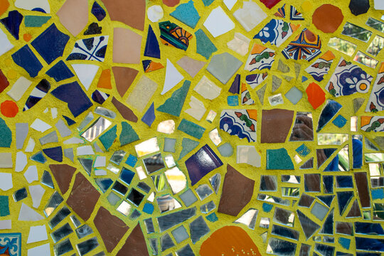 Artwork of randomly placed ceramic fragments