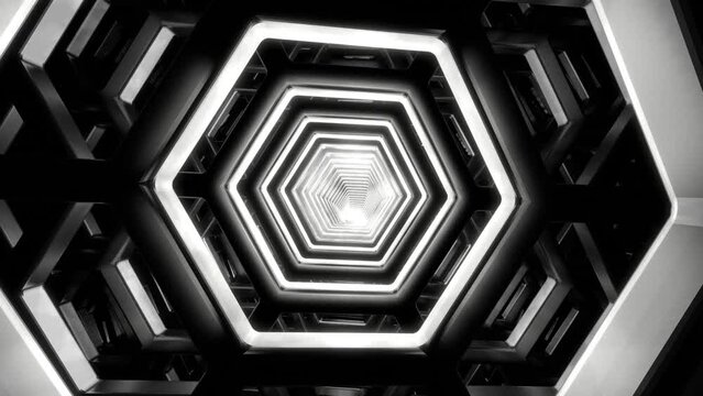 VJ トンネル 六角形 ハニカム サイバー 白黒 [ループ対応] [別Verあり]
