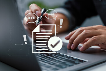 Contract Document, Privacy Policy Reading, and Terms & Conditions. Businessman Contract signing....