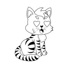 Fototapeta na wymiar Isolated happy cat character in love Vector illustration