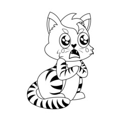 Fototapeta na wymiar Isolated sad cat character crying Vector illustration