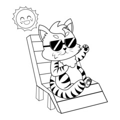 Isolated happy cat with sunglasses Vector illustration