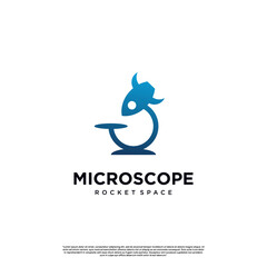 microscope with rocket logo, plane microscope logo icon template