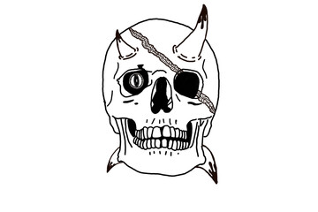 horned demon skull illustration