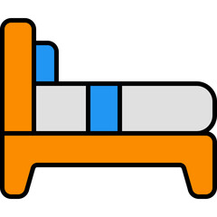 single bed outline color icon