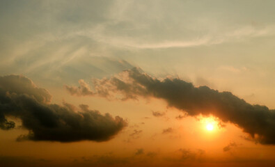 Colorful Sunset Amidst Clouds