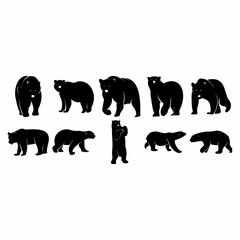 Naklejka premium bear silhouettes on the white background vector illustration 