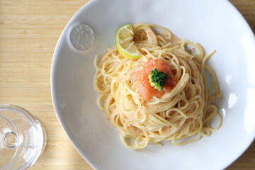 美味しそうな明太子パスタランチ