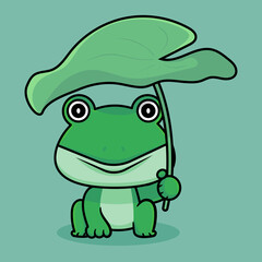 cute frog design with leaves
