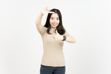Make Frame With Hands Of Beautiful Asian Woman Isolated On White Background