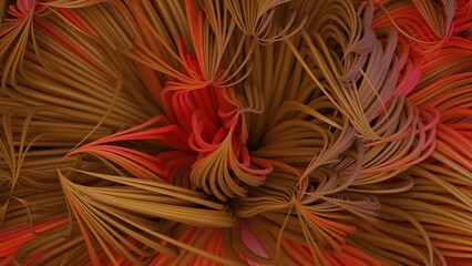 3d fractal flower made of strings . 3d render illustration
