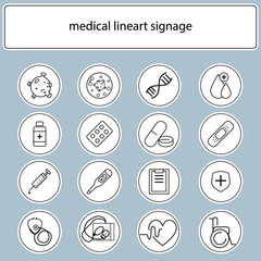 Set of medical Illustration Icon design signage element for technology information.