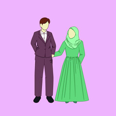 Sweet elegant couple illustrations for wedding invitations element design