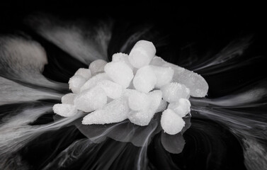 Dry ice on a black background