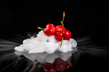 Fresh fruit on dry ice