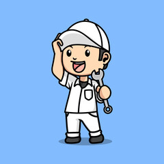 The Mechanic Cartoon Mascot. Cartoon illustration of a Handyman.