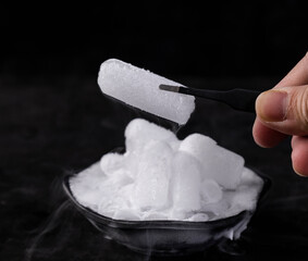 Dry ice on a black background