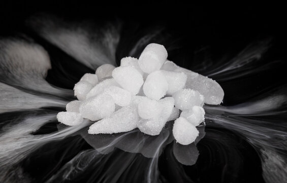 Dry Ice On A Black Background