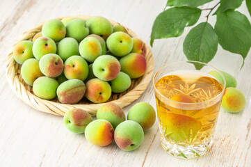 収穫した青梅　梅酒　梅シロップ