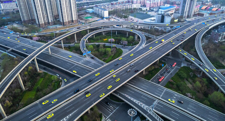 traffic in the city at night