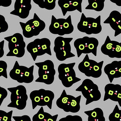 Black cat pattern seamless. Pet background. Baby fabric ornament