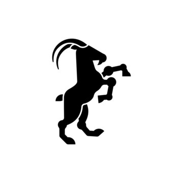 Goat Heraldic animal silhouette. Fantastic Beast. Monster for coat of arms. Heraldry design element.