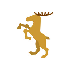 Deer Heraldic animal. Fantastic Beast. Monster for coat of arms. Heraldry design element.