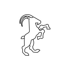 Goat Heraldic animal linear style. Fantastic Beast. Monster for coat of arms. Heraldry design element.