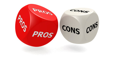 Pros and cons dice isolated